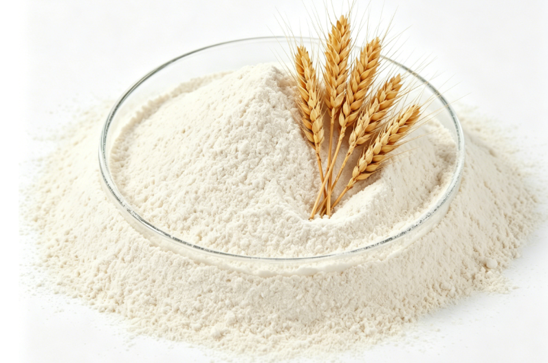 Triticum aestivum 밀 알갱이의 거시 사진